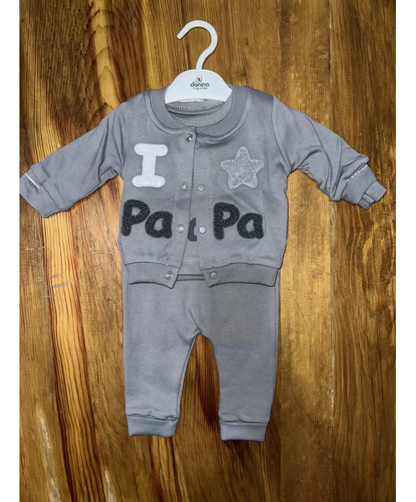 3-12 aylık üçlü kolej ceketli takım gri