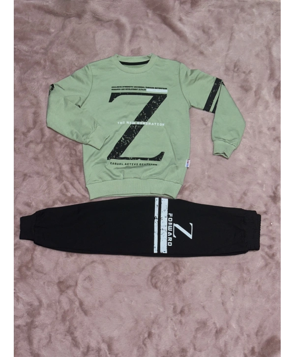 3-9 yaş z baskılı alt üst takım siyahmint erkek çocuk