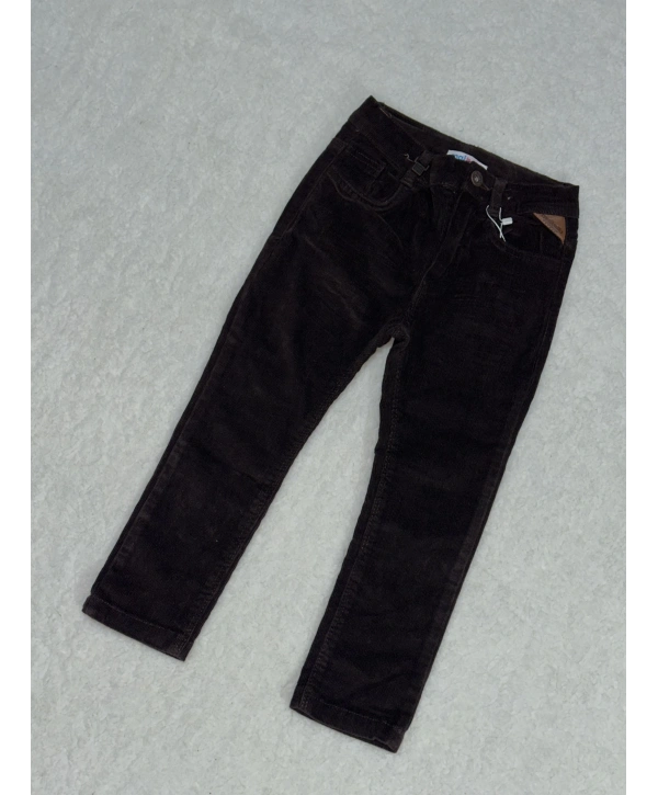 4-5 yaş erkek çocuk A kalite kadife dar paça pantolon kahve