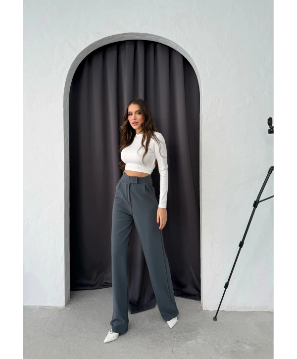 Cırtlı pantolon krep füme pt