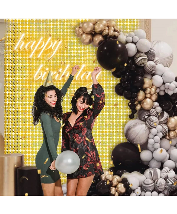 Ekstra Metalize Altın Renk Disko Dikdörtgen Kesim Kapı Perdesi Dekorasyon 1x2 Metre