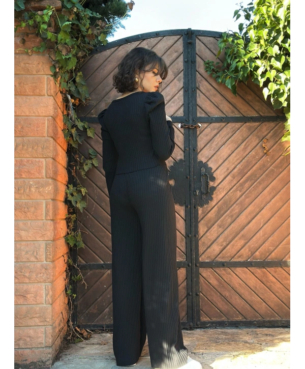 Fitilli prenses kol alt üst takım siyah