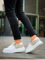 KB-X155 Kuback Beyaz Cilt Gri Süet Detaylı Beyaz Yüksek Taban Günlük Spor Ayakkabı