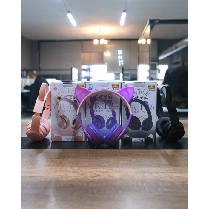 Kedi Kulaklı Kablosuz Siyah Kulaklık