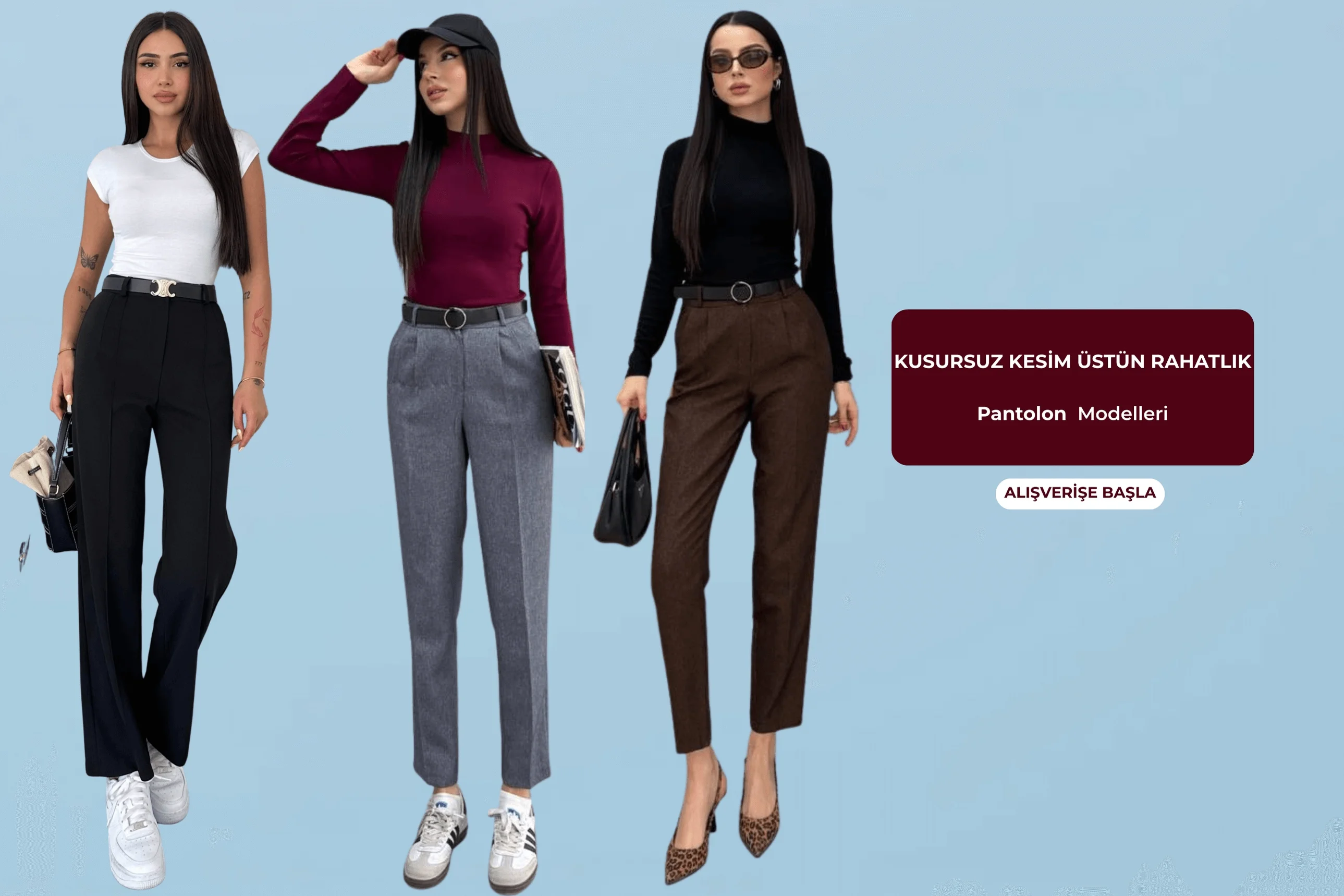 Ofis stili ve günlük giyim için Metucanın yeni sezon kadın kumaş pantolon koleksiyonu