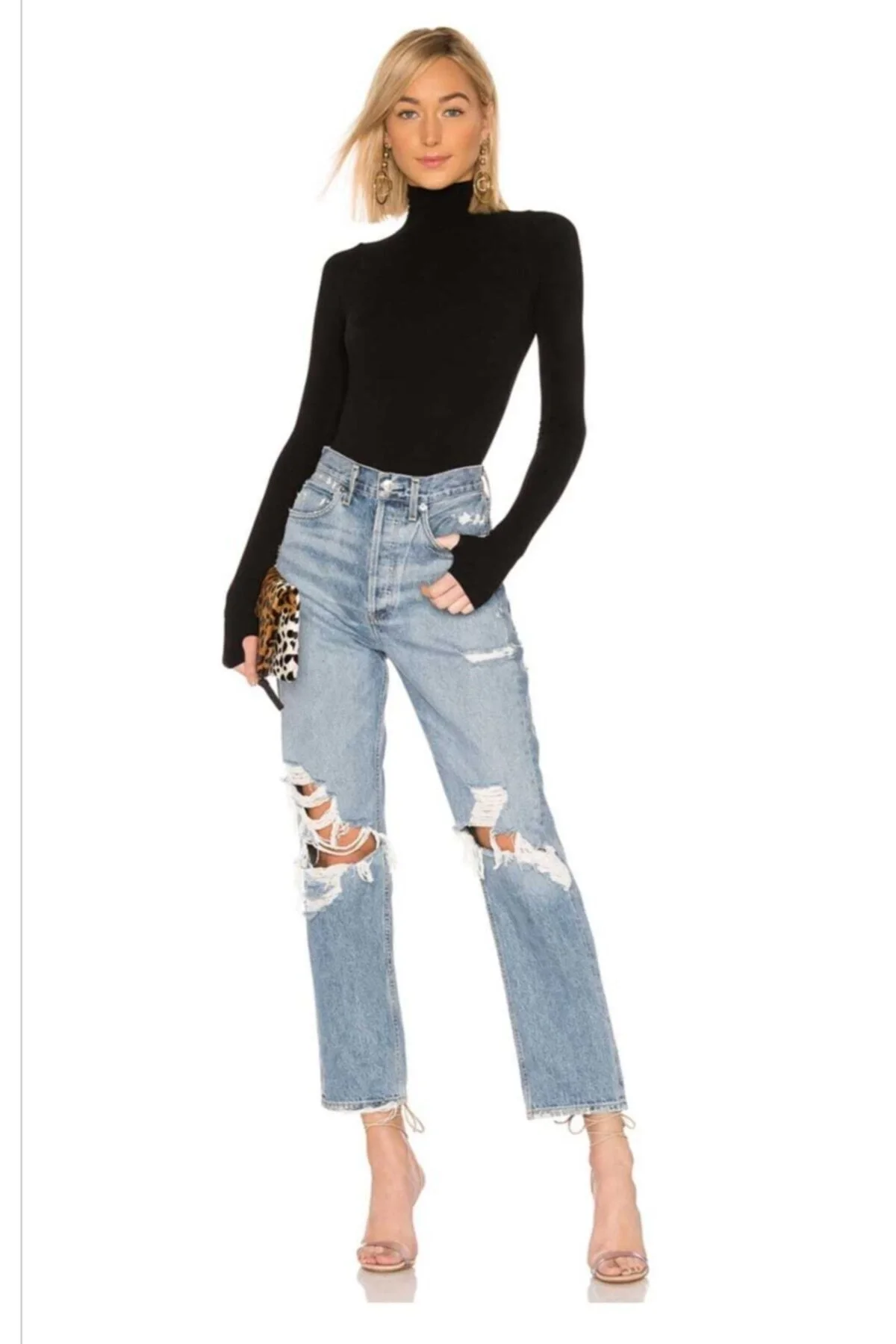 Kadın Siyah Çift Katlı Sandy Yarım Balıkçı Parmak Geçirmeli Çıtçıtlı Tanga Bodysuit