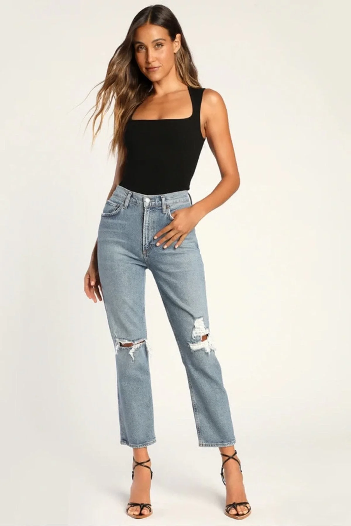 Kadın Siyah Kolsuz Kare Yaka Fitilli Çift Katlı Tanga Body