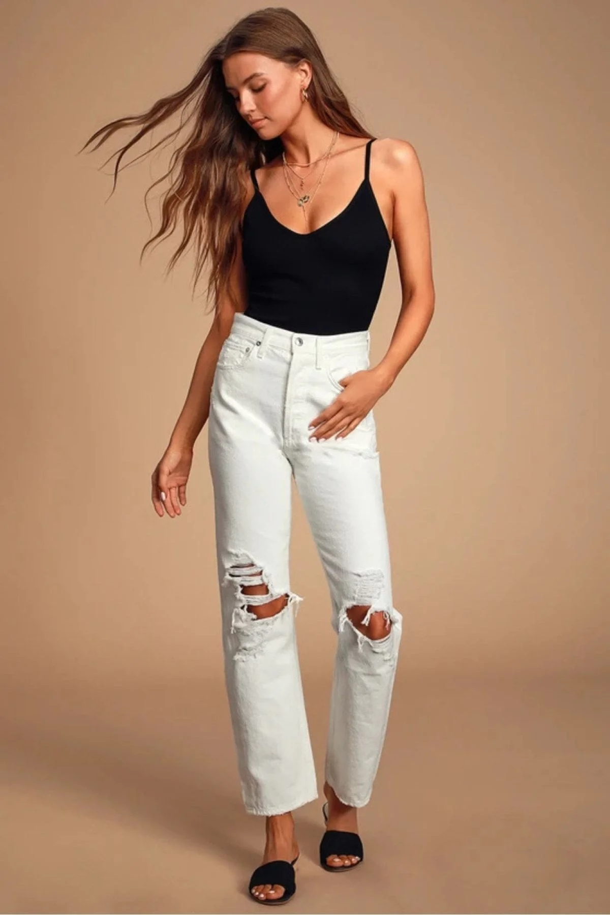 Siyah Ip Askılı Ipek Jarse Bodysuit