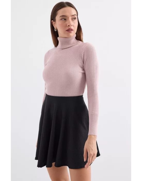 10311 Balıkçı Yaka Triko Kazak - Pembe