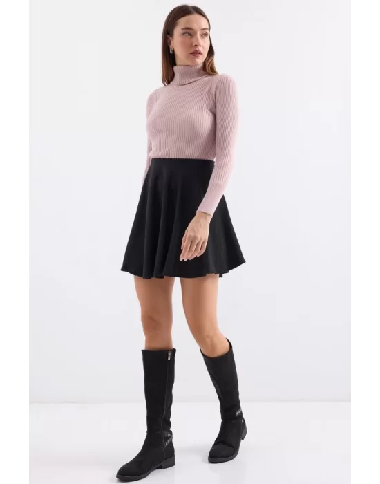 10311 Balıkçı Yaka Triko Kazak - Pembe