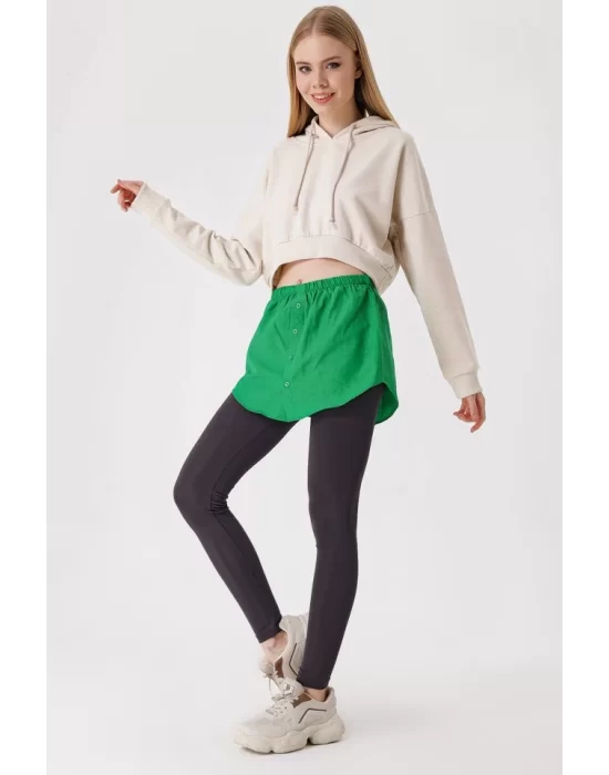 1888 Sweatshirt Ve Kazak Altı Gömlek Etek - Yeşil