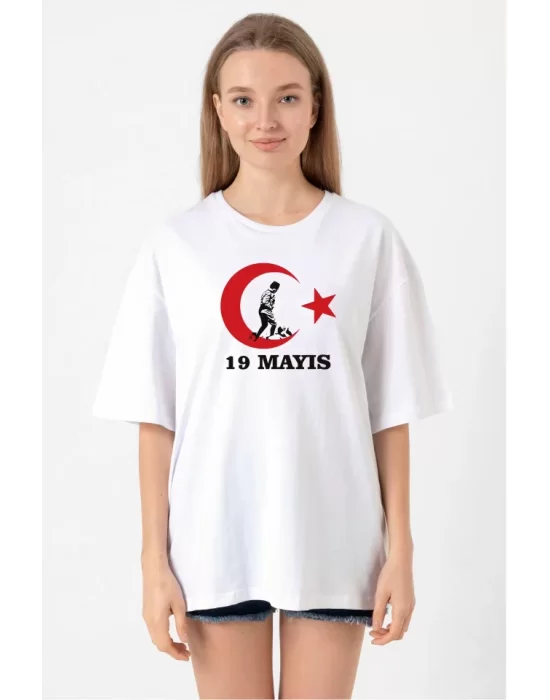 19 Mayıs 20/1 Baskılı T-shirt - Beyaz