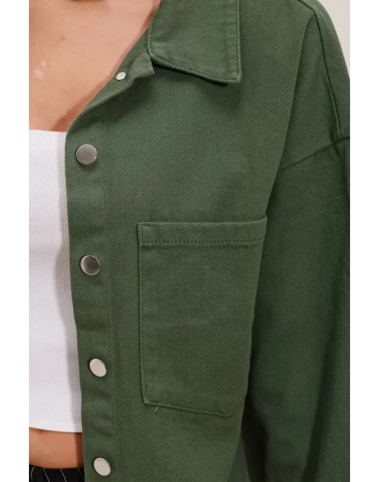 20192 Oversize Gabardin Gömlek Ceket - Haki