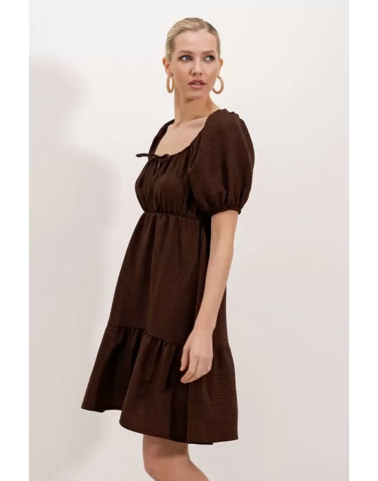 2351 Kloş Poplin Elbise - A.Kahve
