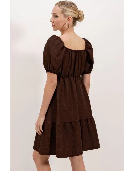 2351 Kloş Poplin Elbise - A.Kahve
