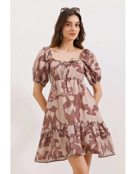 2351 Kloş Poplin Elbise - D.Gül Kurusu