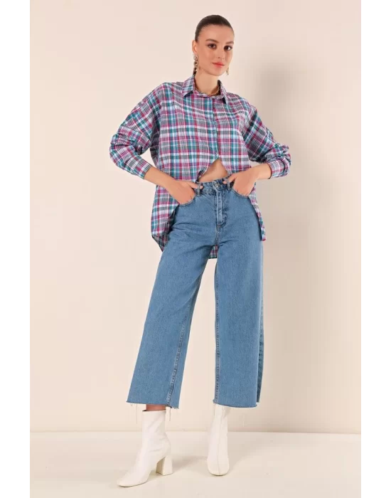 3900 Oversize Uzun Basic Gömlek - A. Kiremit