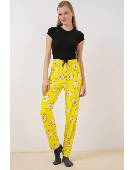 4323 Desenli Pijama Altı - Sarı