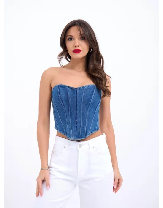 6241 KOT BLUZ-MAVİ