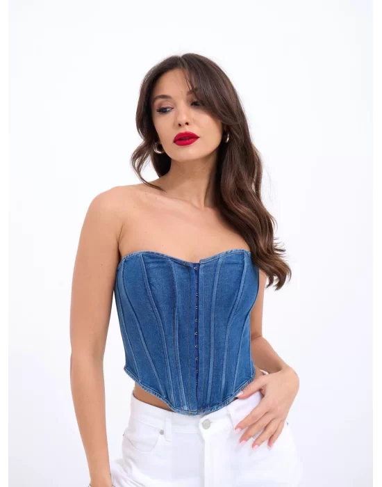6241 KOT BLUZ-MAVİ