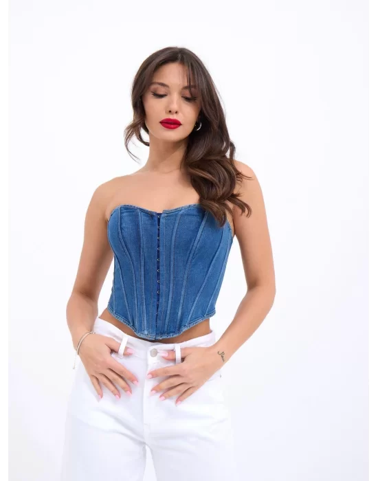6241 KOT BLUZ-MAVİ