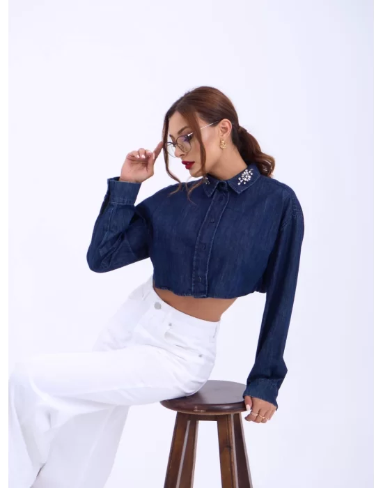 6603 KOT BLUZ-MAVİ