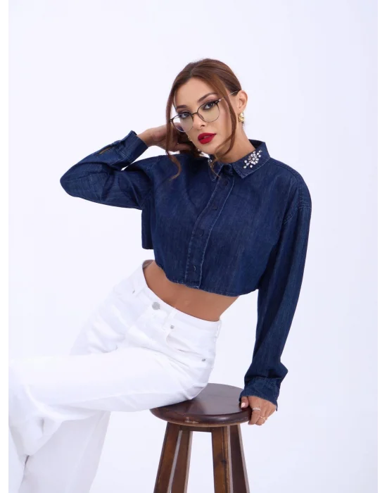 6603 KOT BLUZ-MAVİ