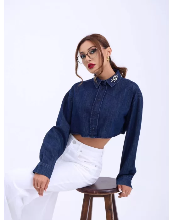 6603 KOT BLUZ-MAVİ