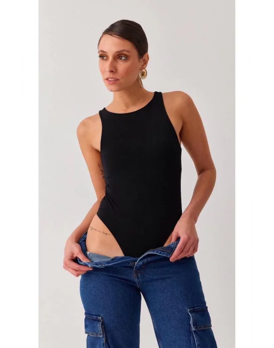 Kadın Siyah Çıtçıtlı Bodysuit