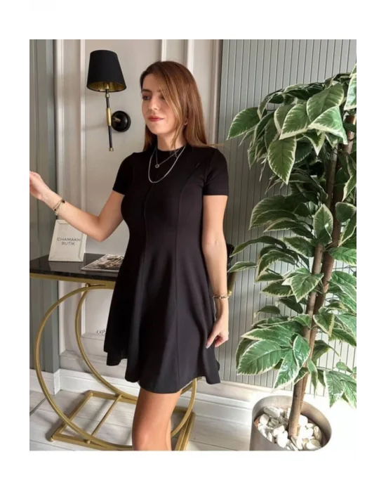 Kısa Kollu Mini Elbise Cep Detaylı