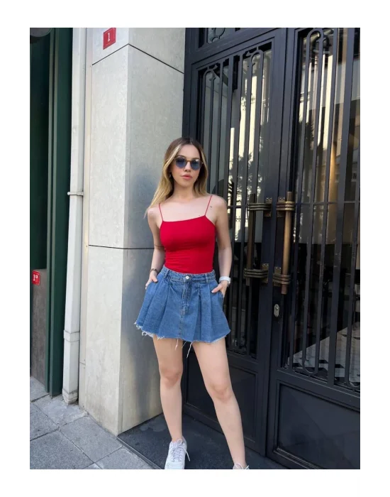 İp Askılı Sandy Kumaş Bluz Body