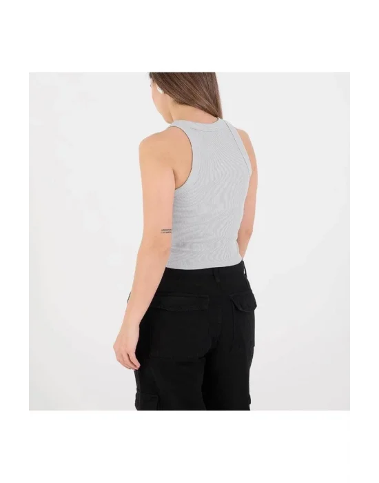 Kadın Fitted Halter Yaka Fitilli Kaşkorse Basic Düz Atlet Crop