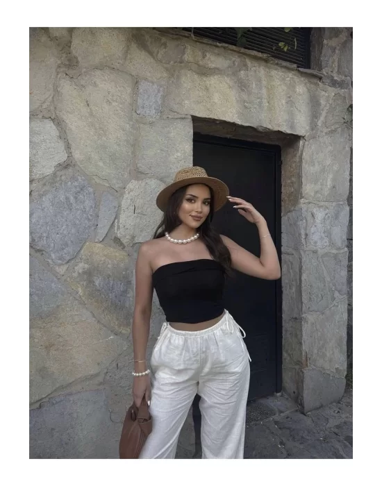 Straplez Crop Bluz