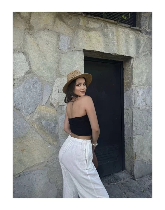 Straplez Crop Bluz