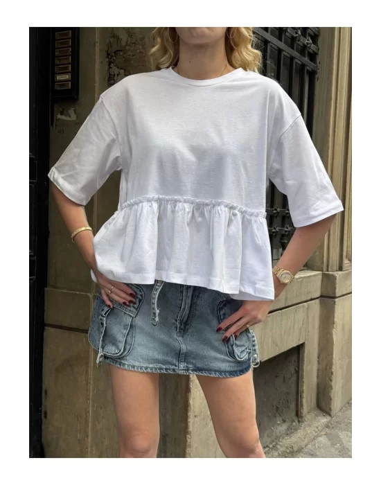 Basic Oversize T-Shirt Volanlı