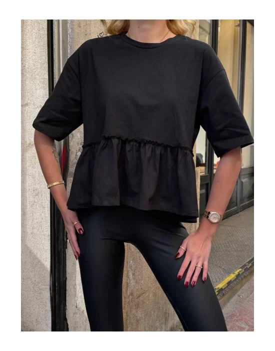 Basic Oversize T-Shirt Volanlı