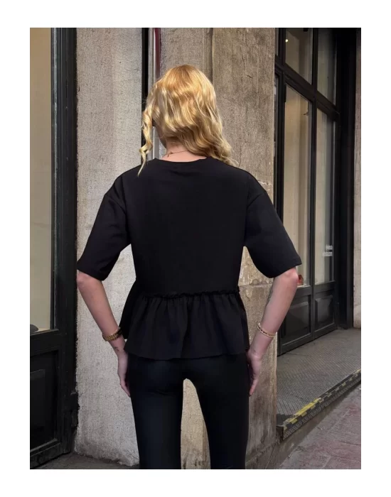 Basic Oversize T-Shirt Volanlı