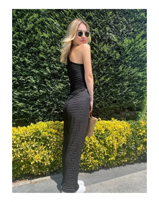 Tek Omuz Gofre Crop Esnek, Modern Ve Şık