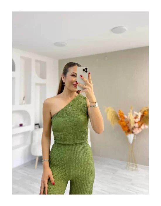 Tek Omuz Gofre Crop - Esnek, Modern Ve Şık