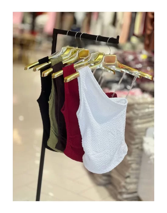 Tek Omuz Gofre Crop - Esnek, Modern Ve Şık
