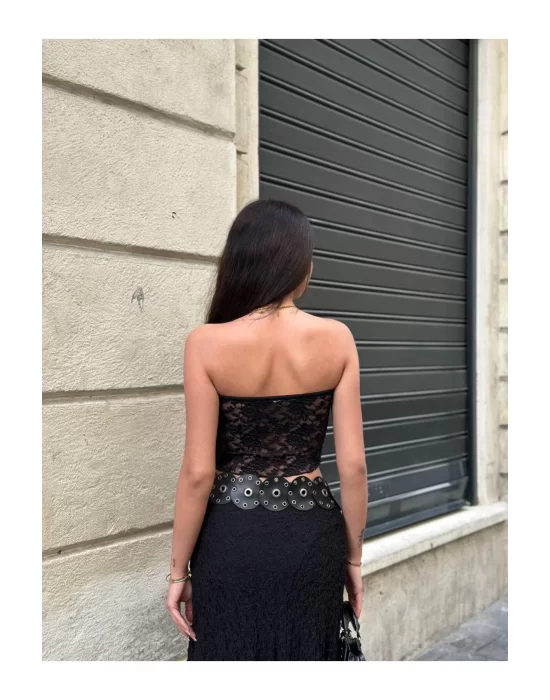 Dantel Straplez Crop Top | Şık ve Zarif Tasarım