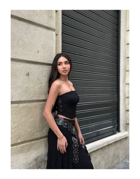 Dantel Straplez Crop Top | Şık ve Zarif Tasarım