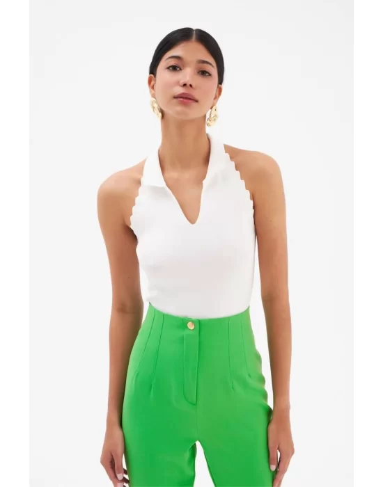 Halter Yaka Crop Bluz