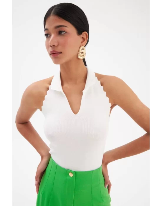 Halter Yaka Crop Bluz
