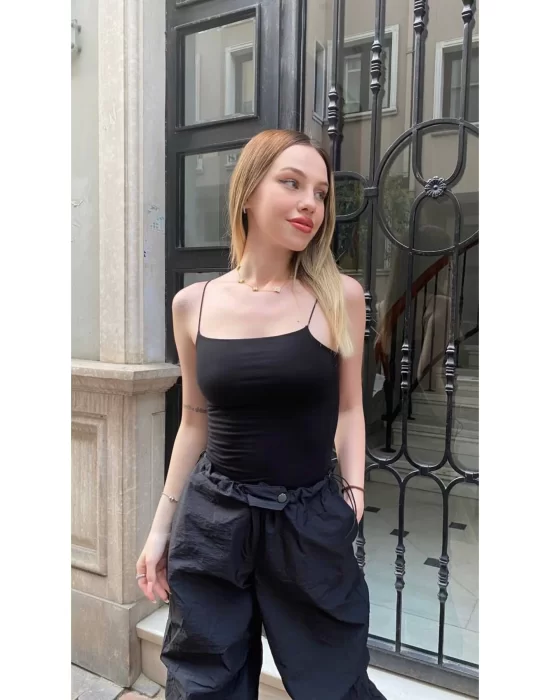 İp Askılı Sandy Kumaş Bluz Body