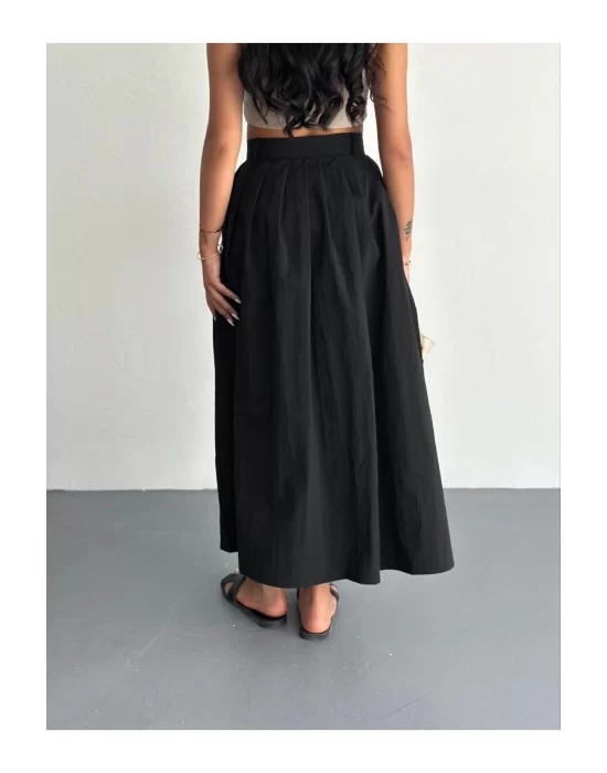 Kadın Önden Düğmeli Poplin Kumaş Yazlık Etek - Oversize Spor Model