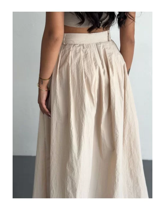 Kadın Önden Düğmeli Poplin Kumaş Yazlık Etek - Oversize Spor Model