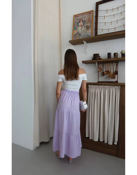 Kadın Müslin Kumaş Yazlık Geniş Uzun Etek