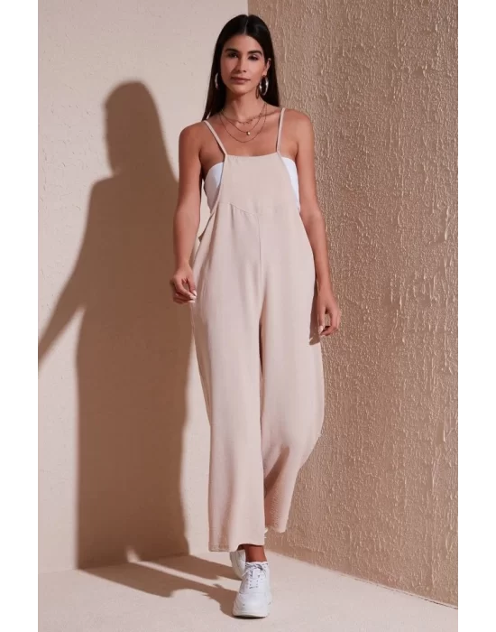 7019 Askılı Bahçivan Tulum - Krem