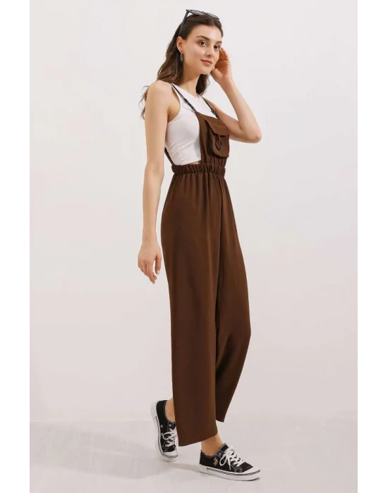 7023 Askılı Bahçıvan Tulum - Kahverengi